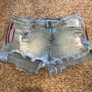 Light was jean shorts